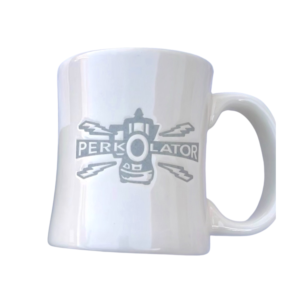 Perkolator Glossy Vintage White Diner Mug